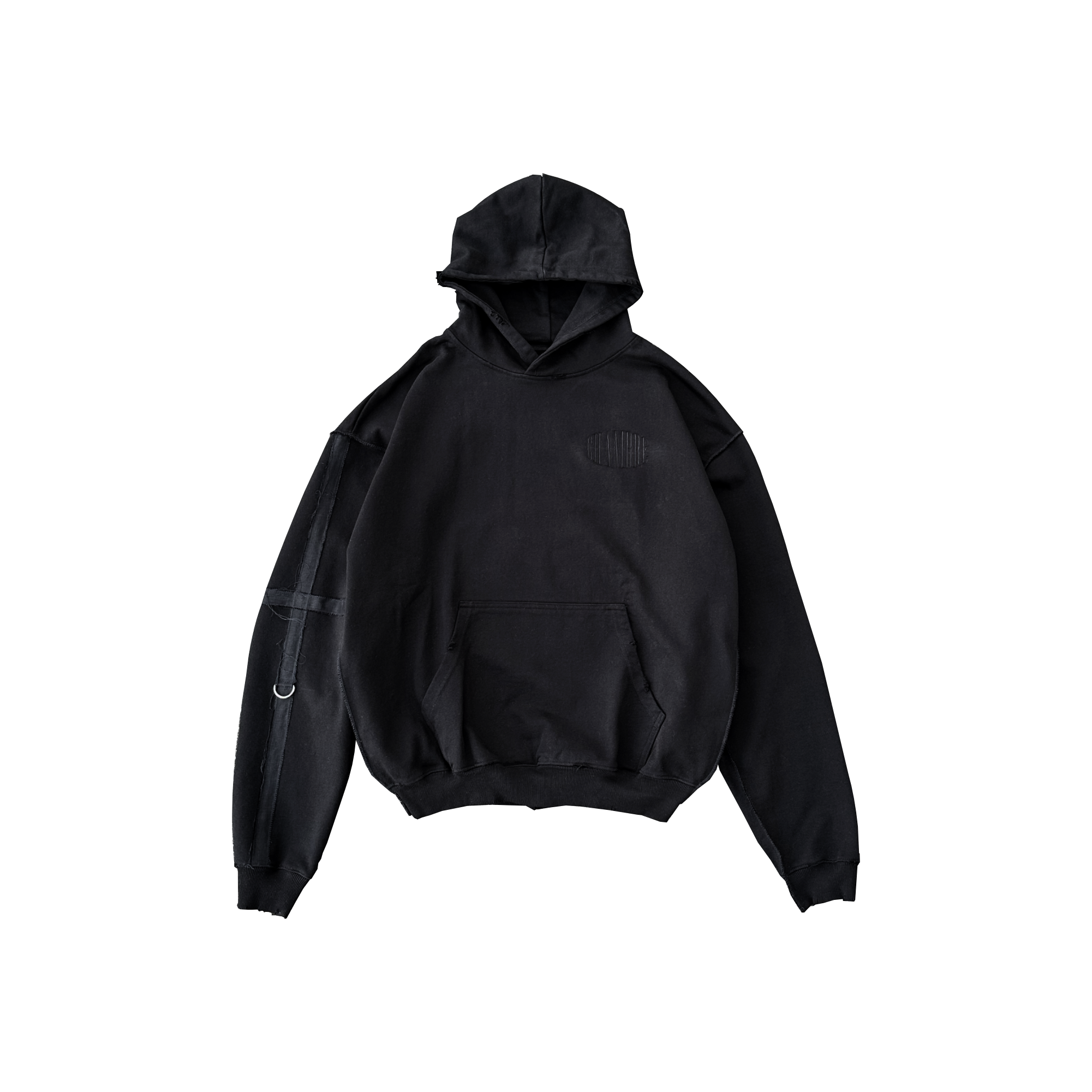 BLACK ON BLACK CROSS HOODIE