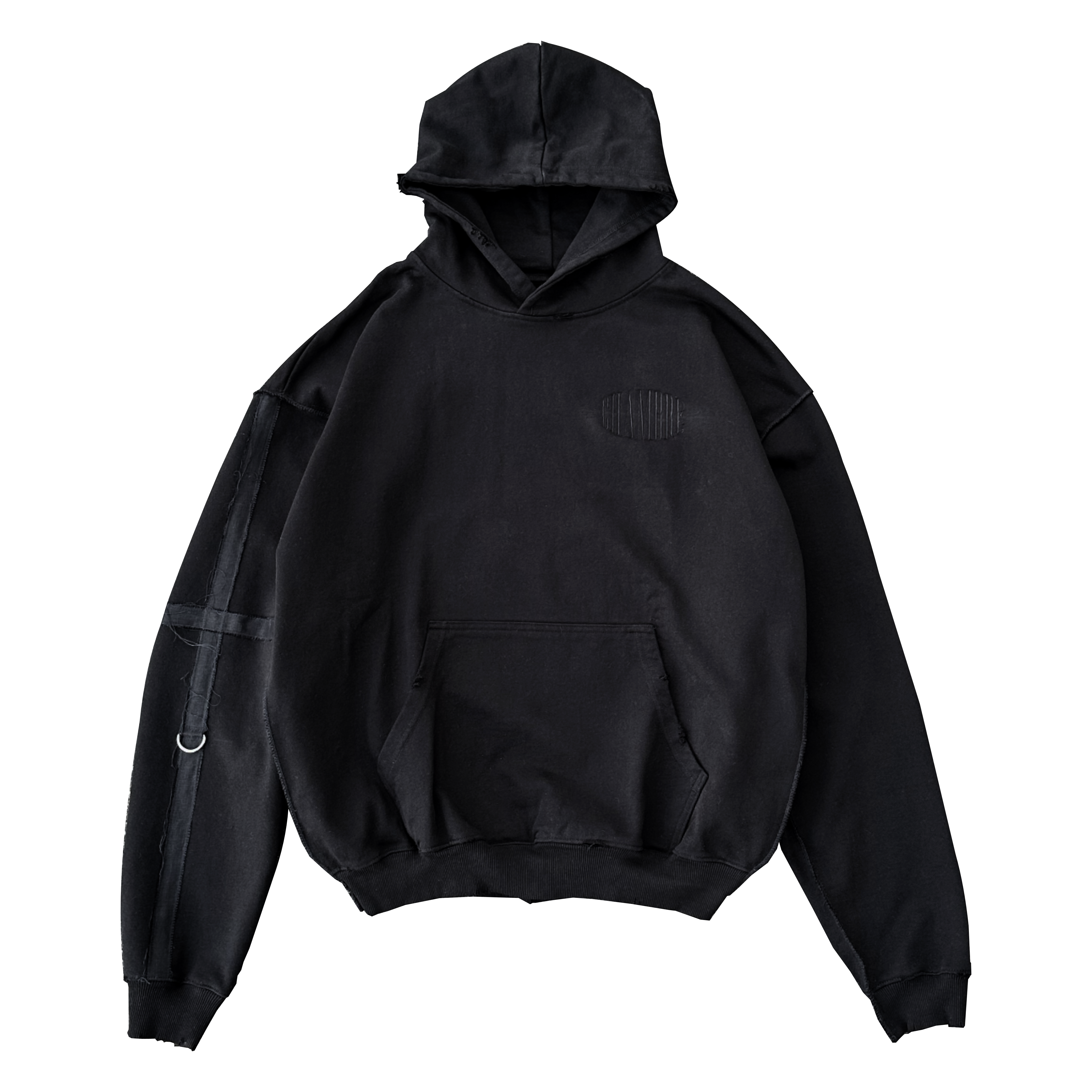 BLACK ON BLACK CROSS HOODIE