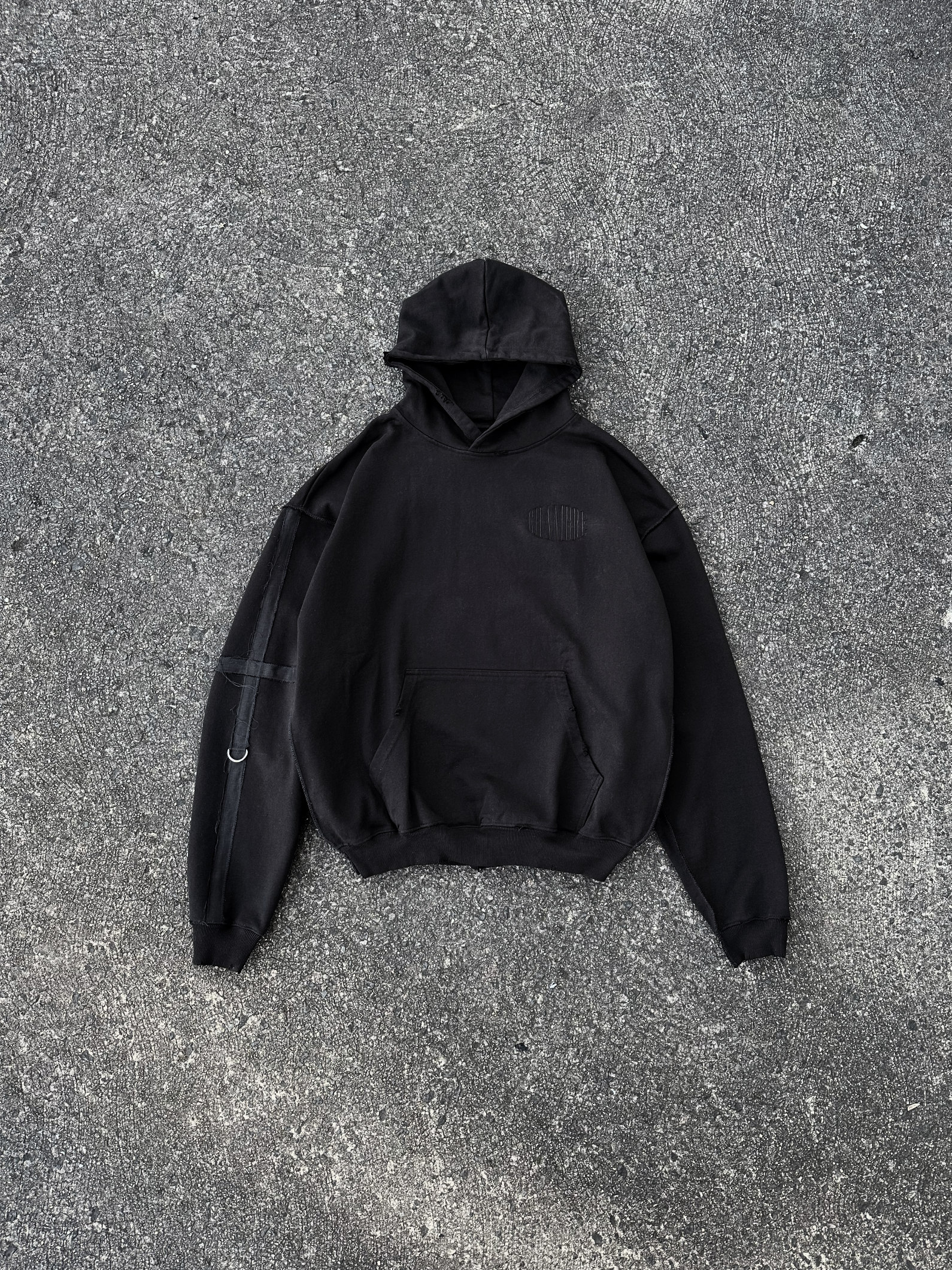 BLACK ON BLACK CROSS HOODIE