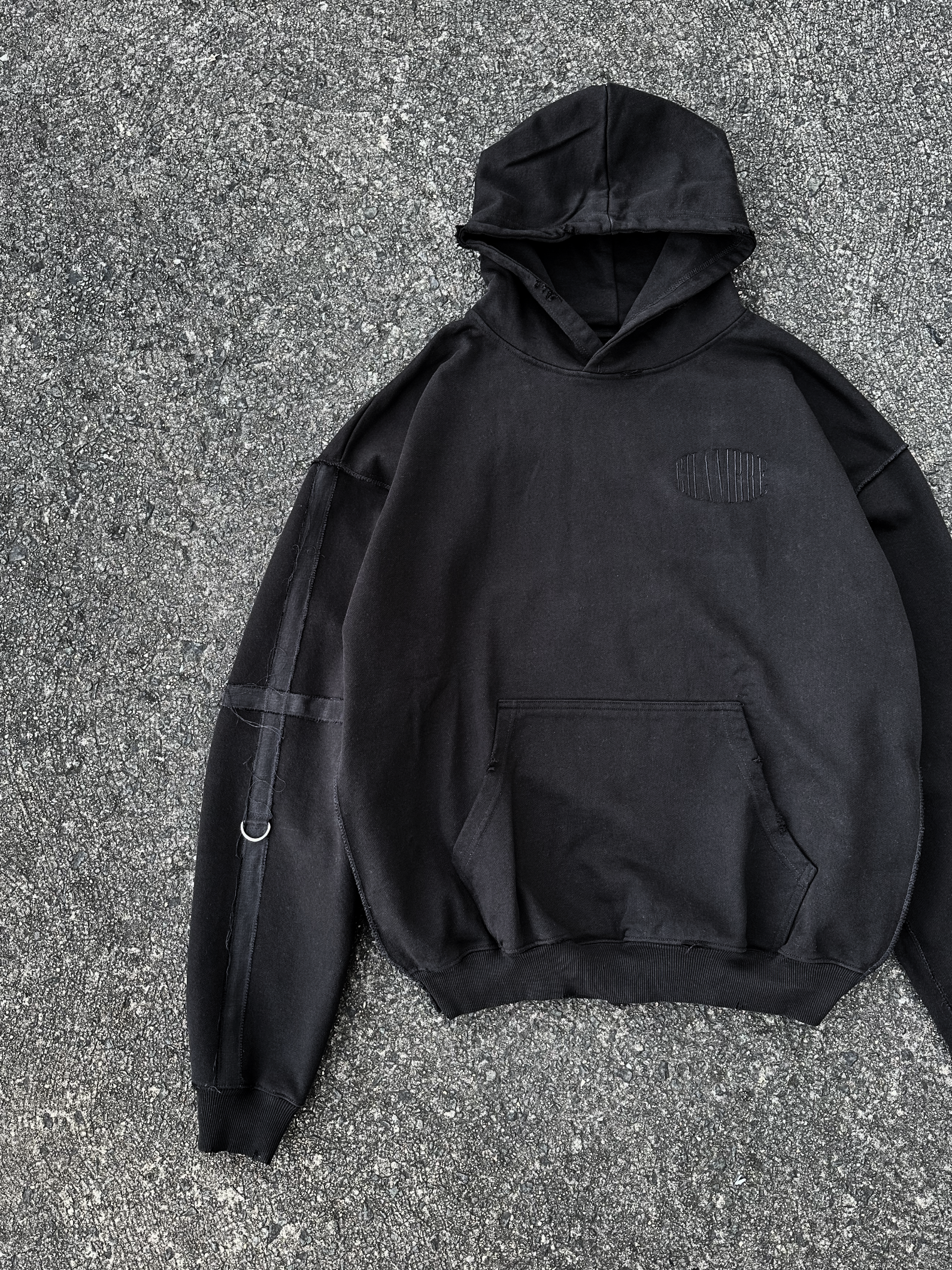 BLACK ON BLACK CROSS HOODIE