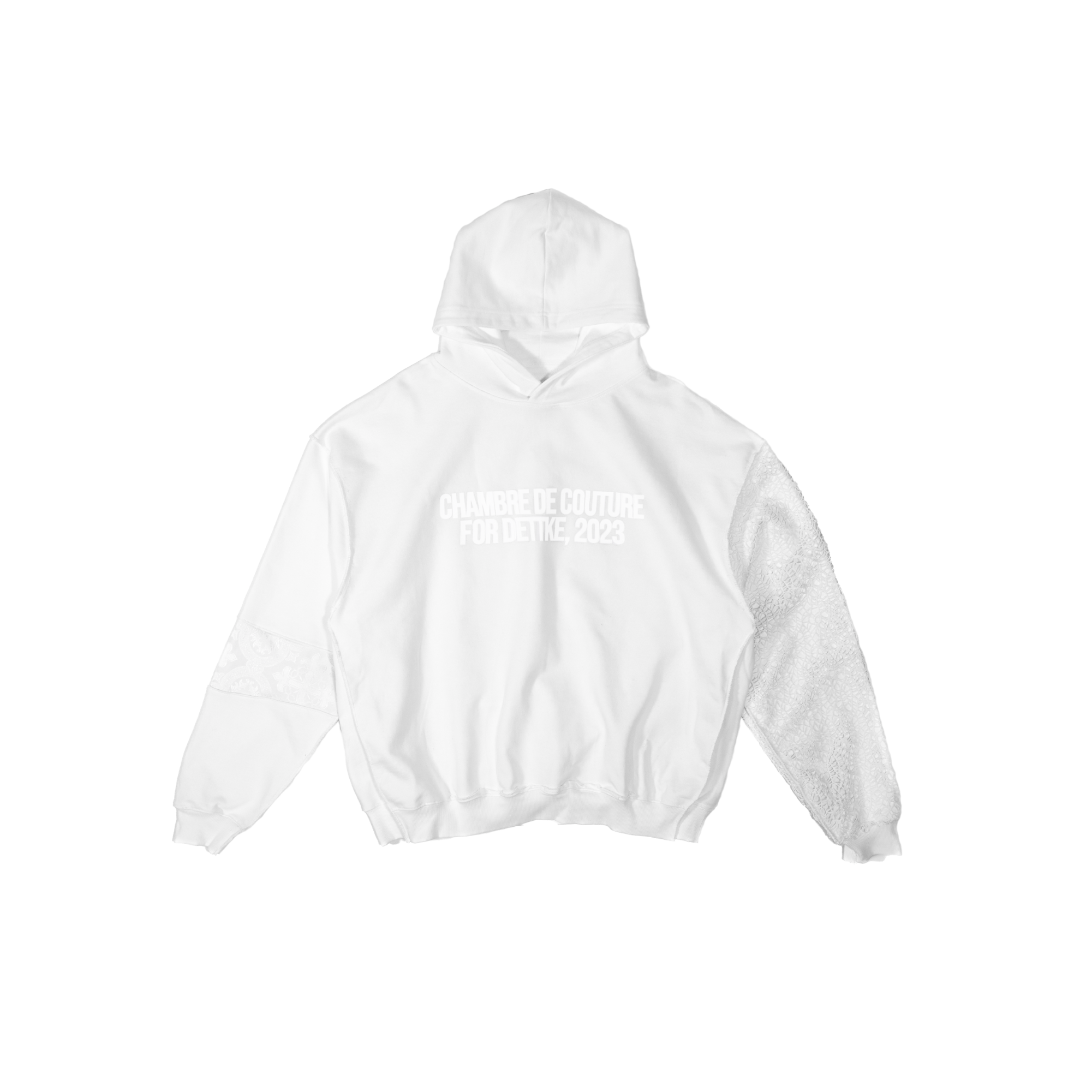 ALL WHITE BROCADE HOODIE