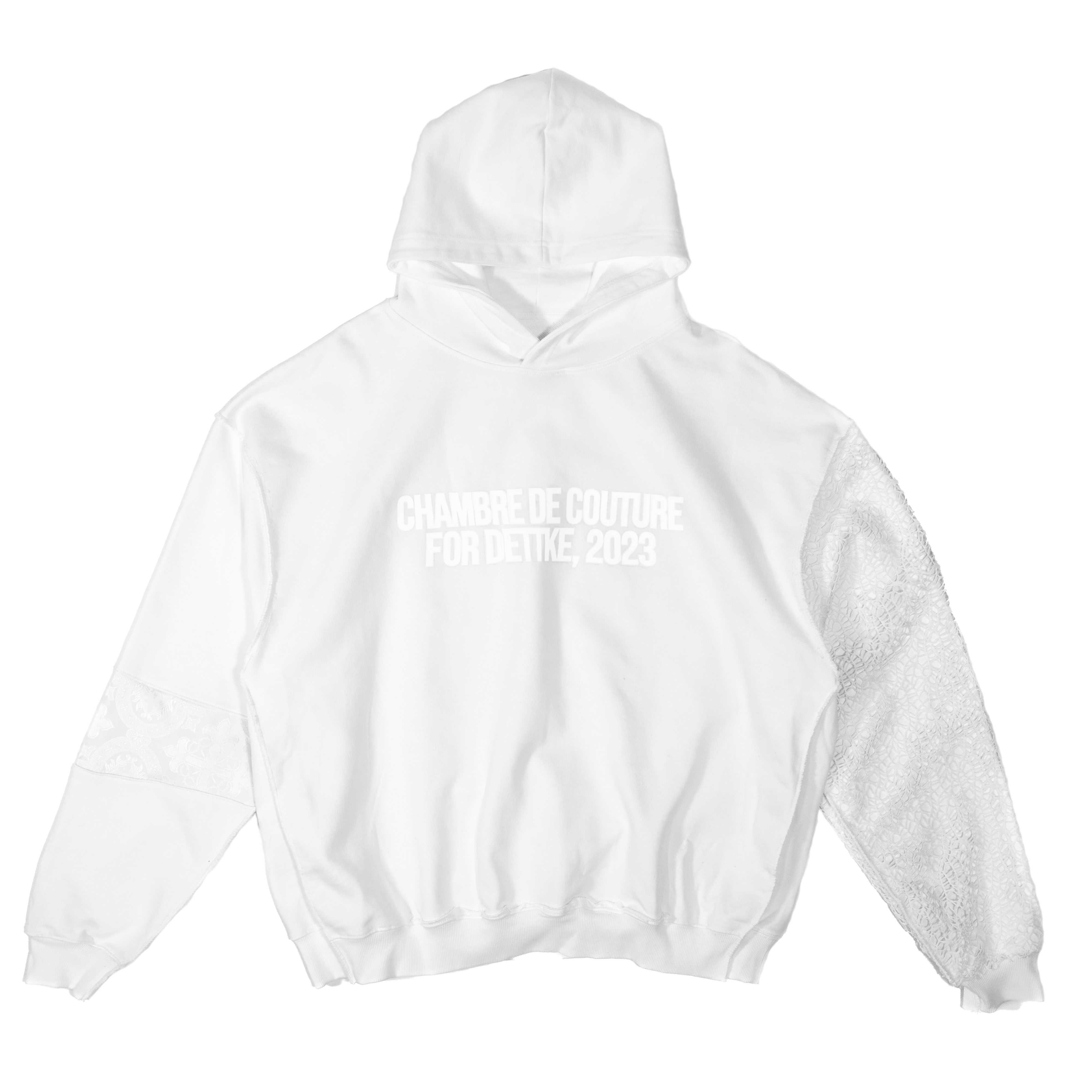 ALL WHITE BROCADE HOODIE